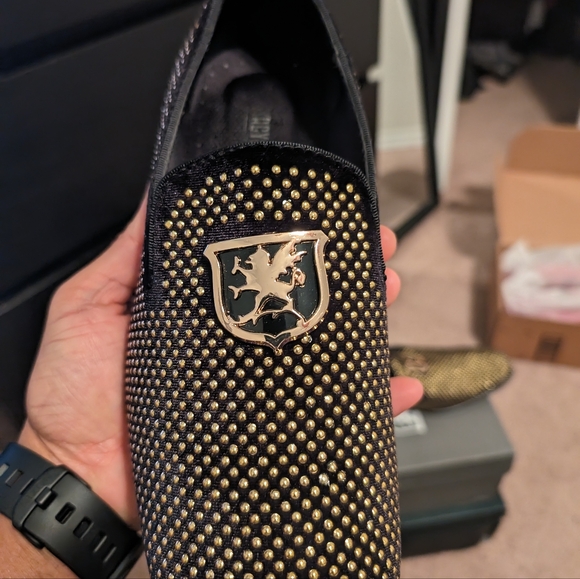 Black and gold Stacy Adams loafers - Picture 6 of 7